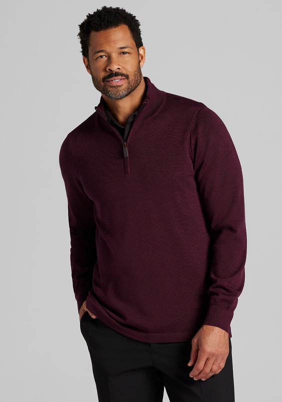 Merino Wool Quarter Zip Sweater