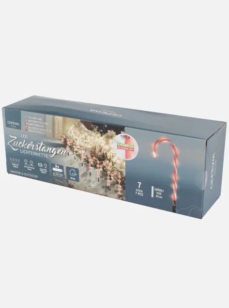LED Zuckerstangen Lichterkette, Outdoor 7er