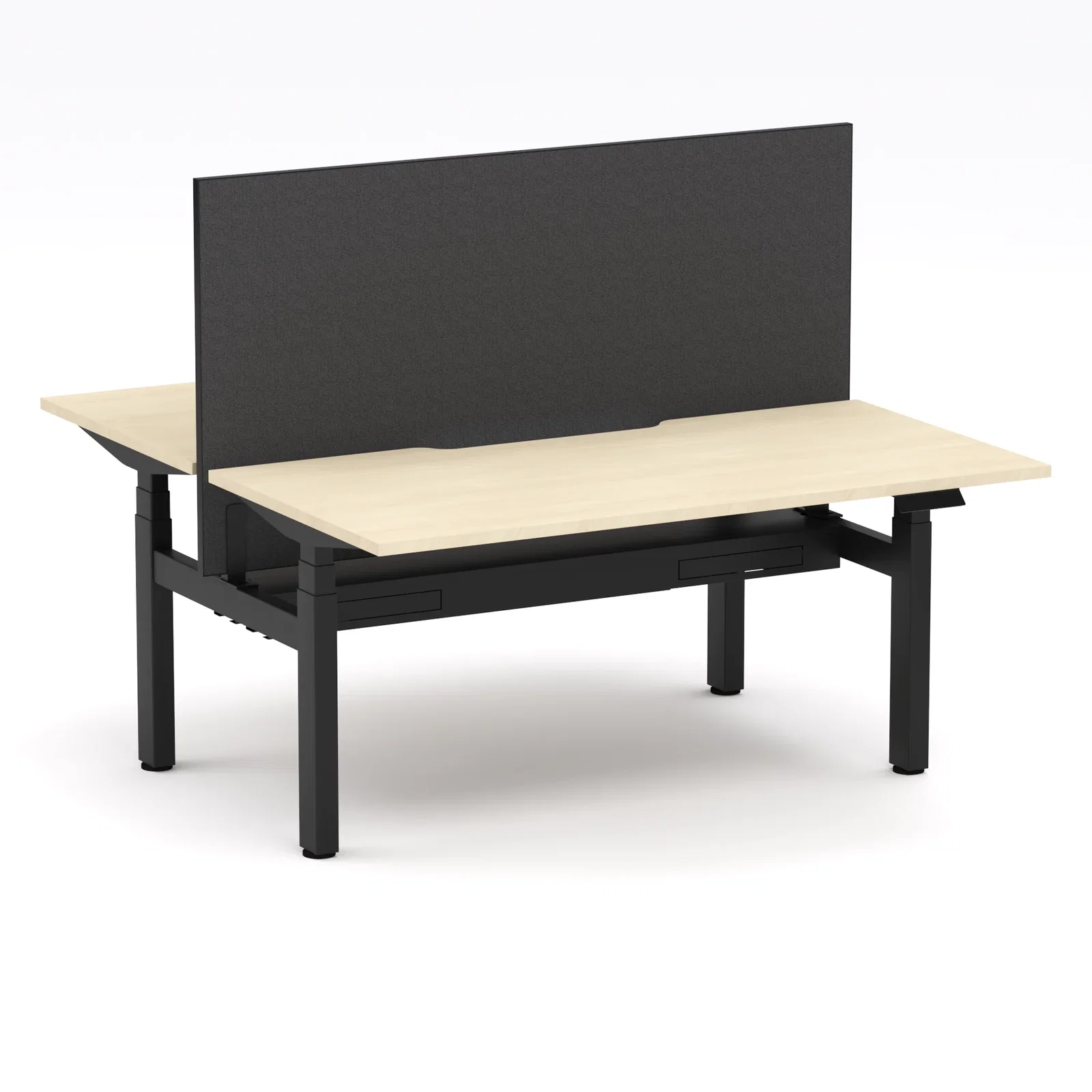 Montana Electric Standing 2-Person Double-sided Desk Workstation - Black Frame - With Cable Management Tray and Graphite Elite25 Screen (3 Stages)