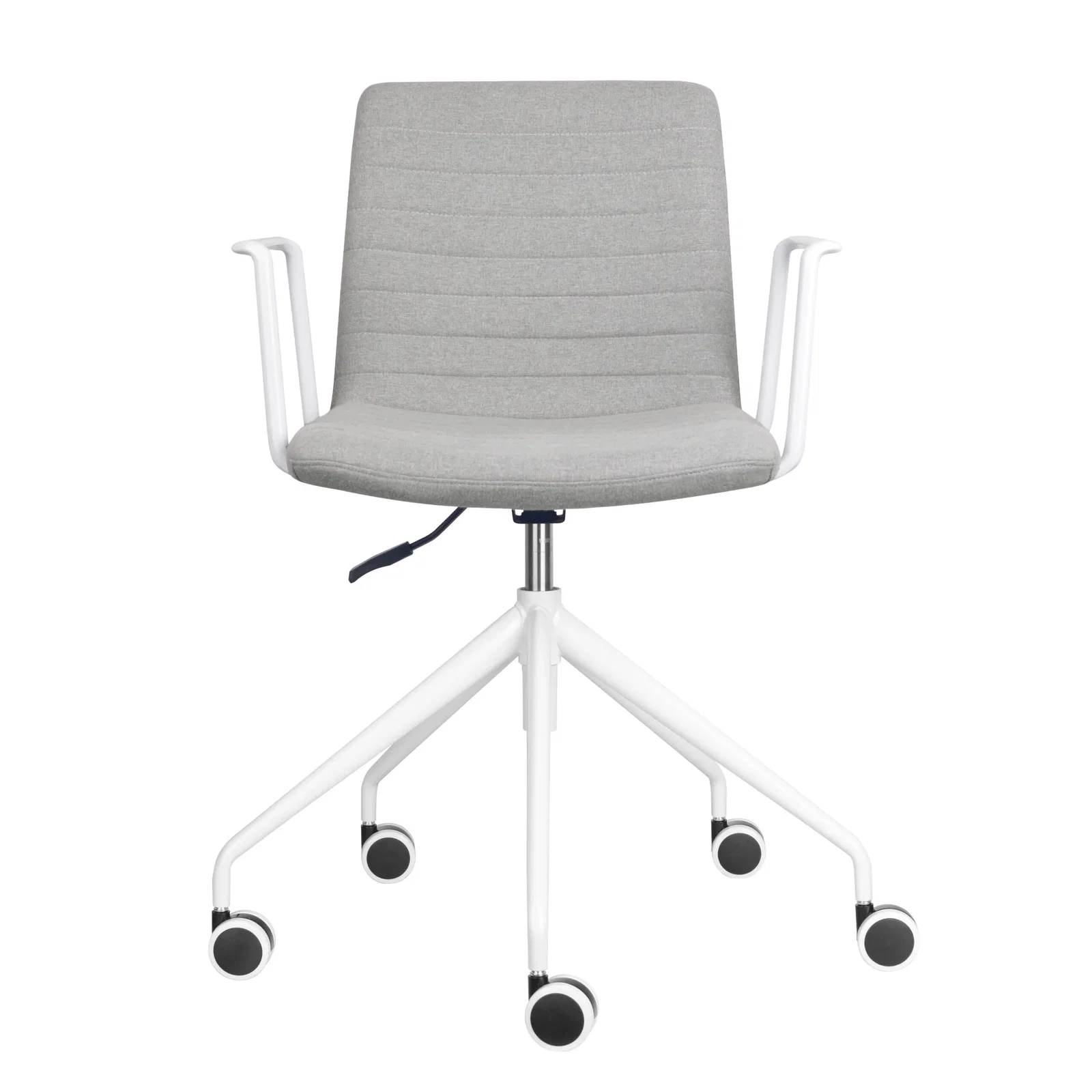 Pixel Chair with Swivel 5 Star Base - Light Grey Fabric / White P/C / White P/C