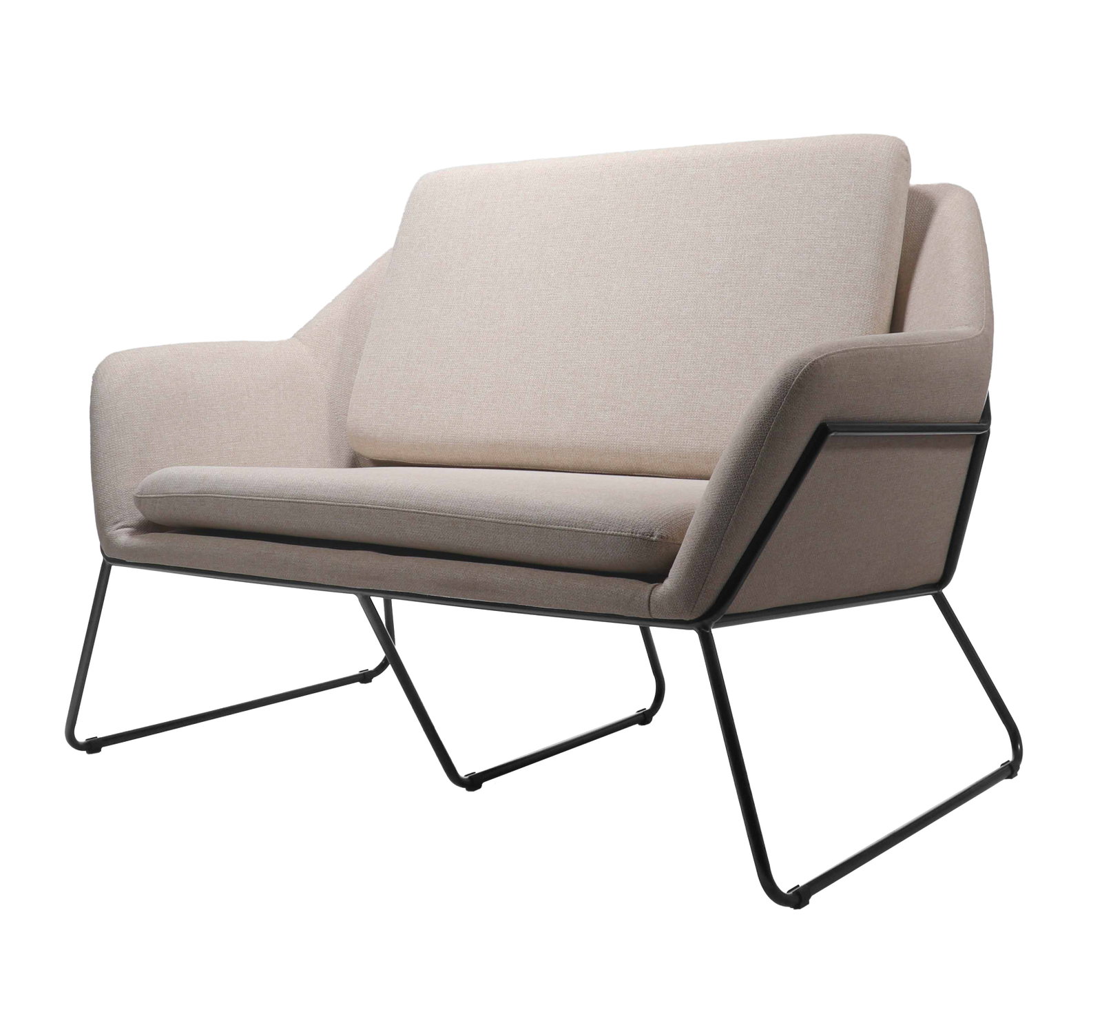 Cardinal Two Seater Arm Chair - Stone Fabric