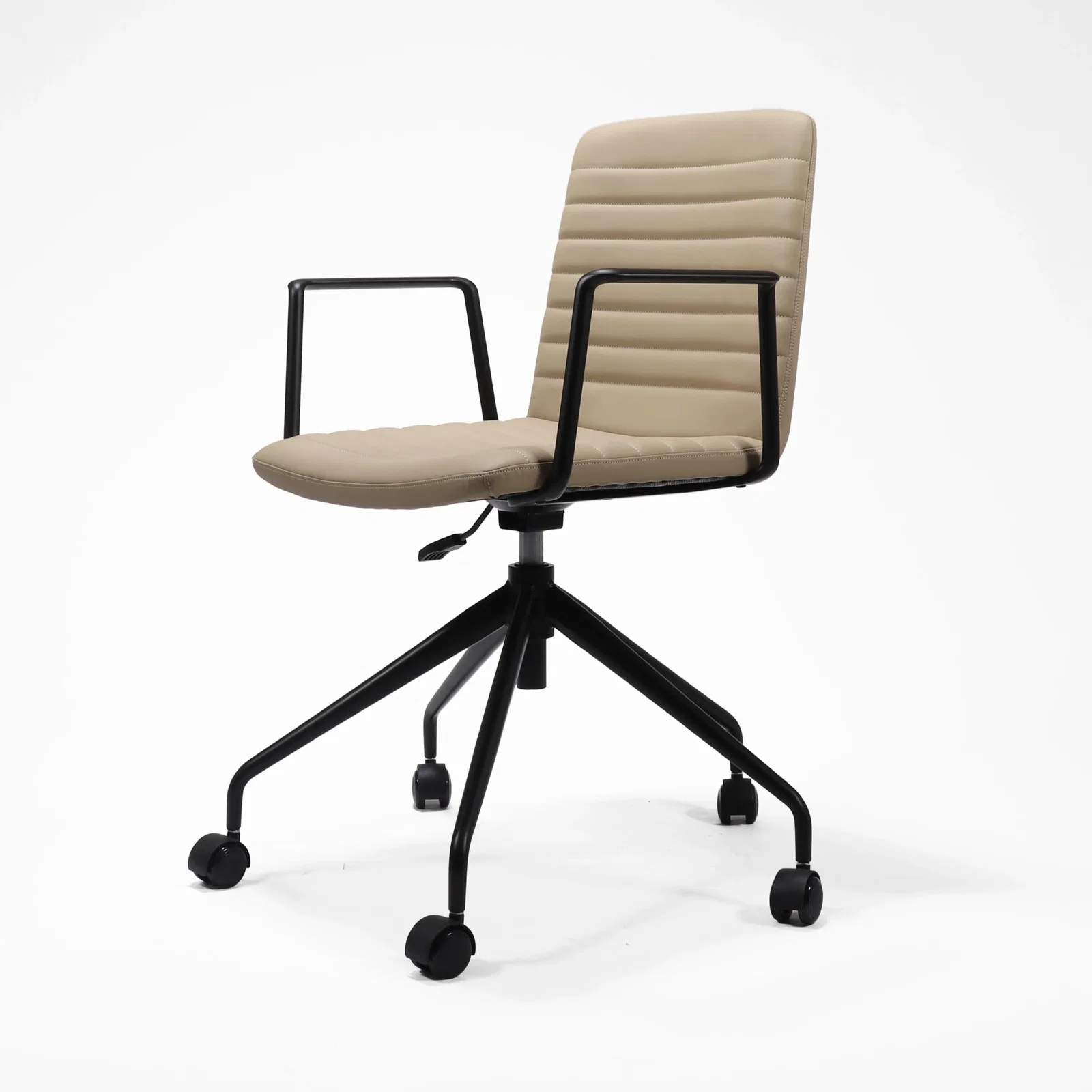 Pixel Chair with Swivel 5 Star Base - Almond PU / Black P/C / Black P/C