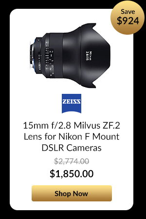 Zeiss 15mm f/2.8 Milvus ZF.2 Lens for Nikon F Mount DSLR Cameras