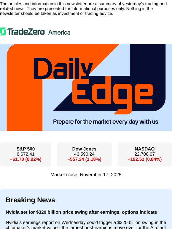 TradeZero: Nvidia set for $320 billion price swing after earnings ...
