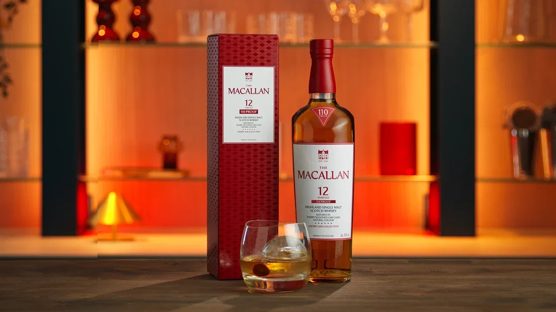 The Macallan 110 Proof Bottle, Dram and Pack