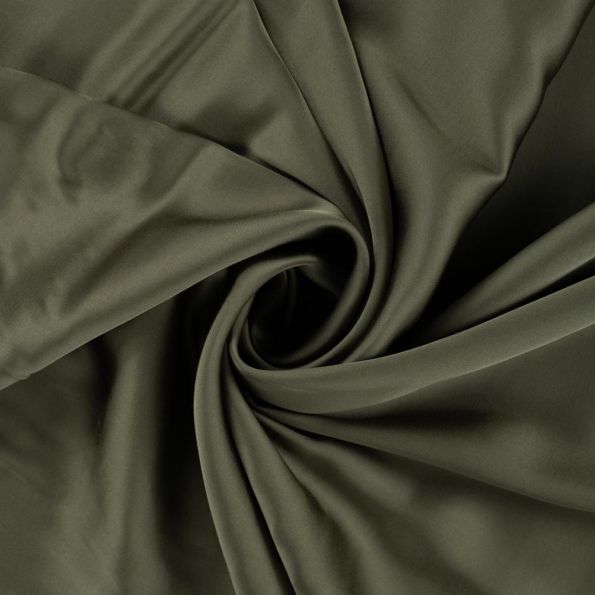 Tissu Viscose Olivia touché Satin uni Vert kaki