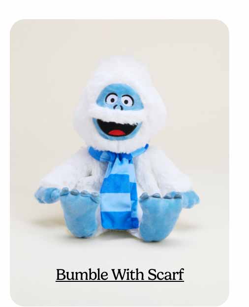 Bumble With Scarf Warmies on a beige background. Shop Now