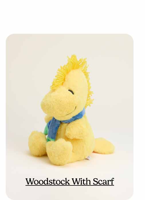 Woodstock With Scarf Warmies on a beige background. Shop Now.