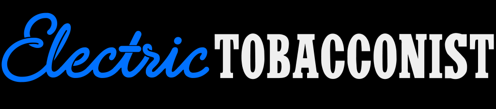 Electric Tobacconist logo featuring blue 'Electric' and white 'Tobacconist' text on a black background