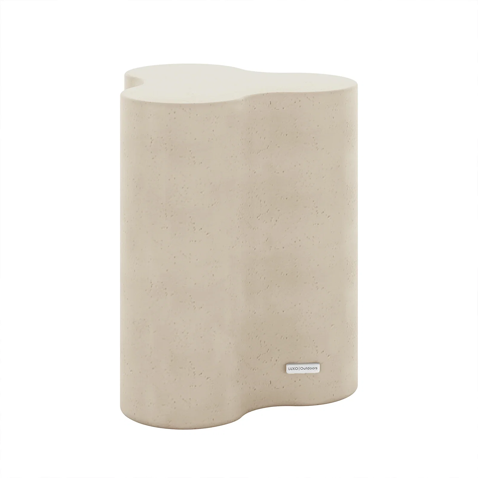 Image of Odalys Curved Outdoor Concrete Side Table in Antique White