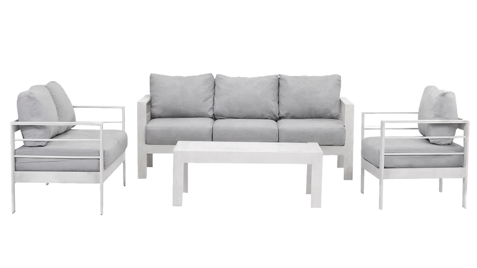 Luxo Bayo 6-Seater Aluminium Outdoor Set in White & Grey