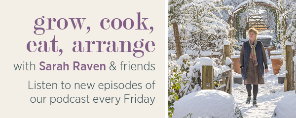 grow, cook, eat, arrange with Sarah Raven & friends. What's on this week's episode. Tom Stimpson, our Head of Horticulture, joins Sarah to talk through the best flowers for stunning dried arrangements and top tips to maintain their unique texture and colour throughout the season. Start Listening. 