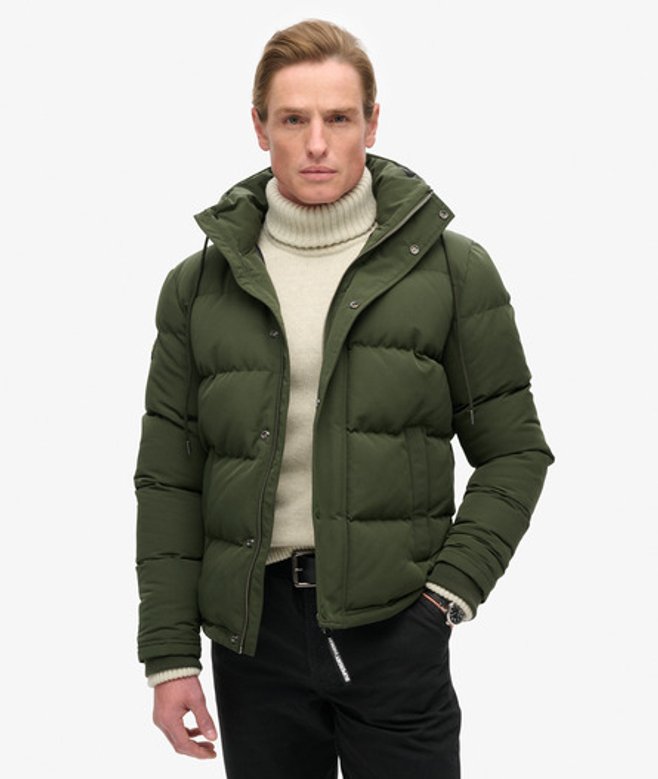 Everest Short Hooded Puffer Jacket - Green
