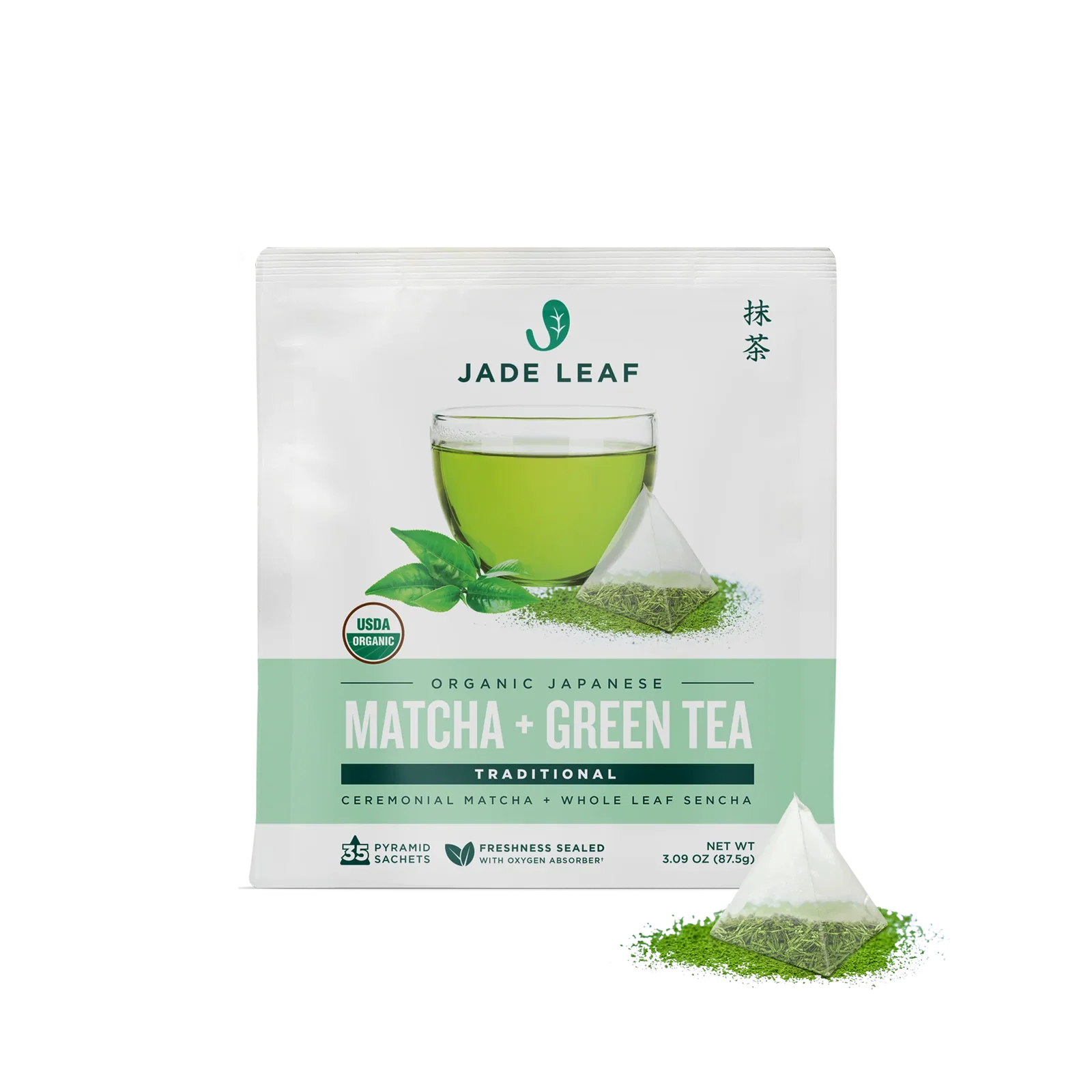 Image of Matcha + Green Tea Pyramid Sachet Tea Bags - Traditional