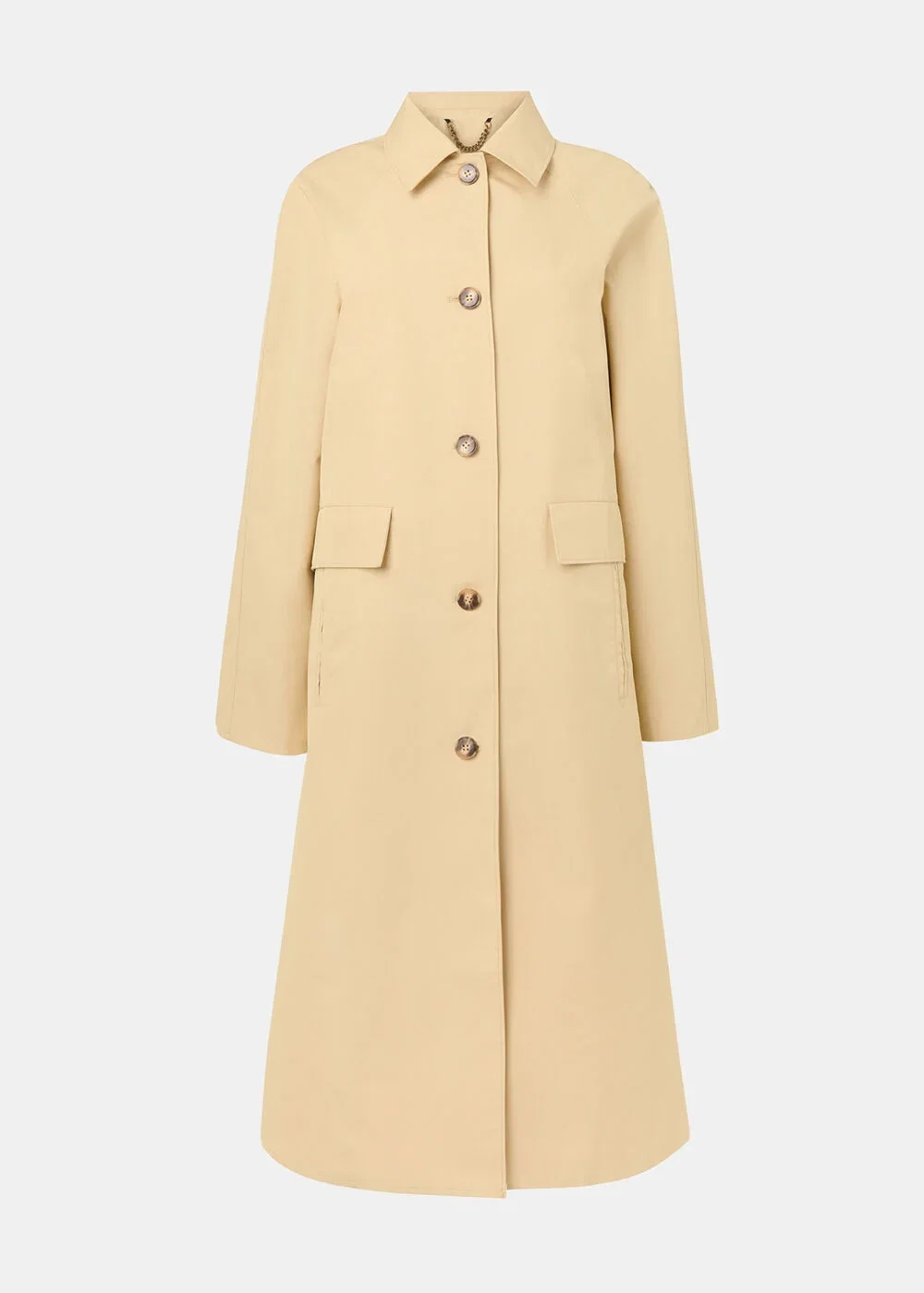 Neutral Car Coat With Pocket Detail