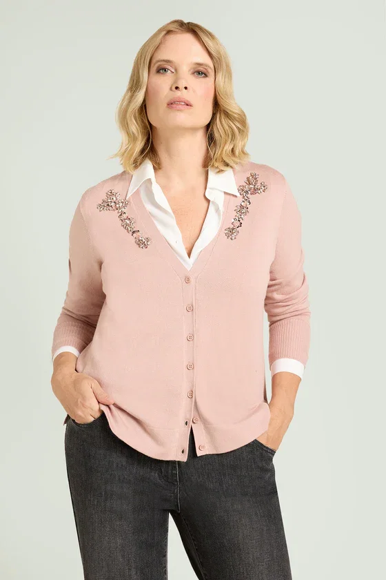 CARDIGAN RICAMATO A MANO