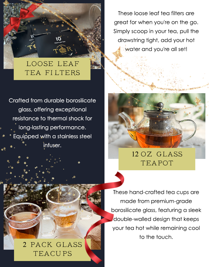 Loose Leaf Tea Filters, 12oz Glass Teapot, 2 Pack Glass Teacups