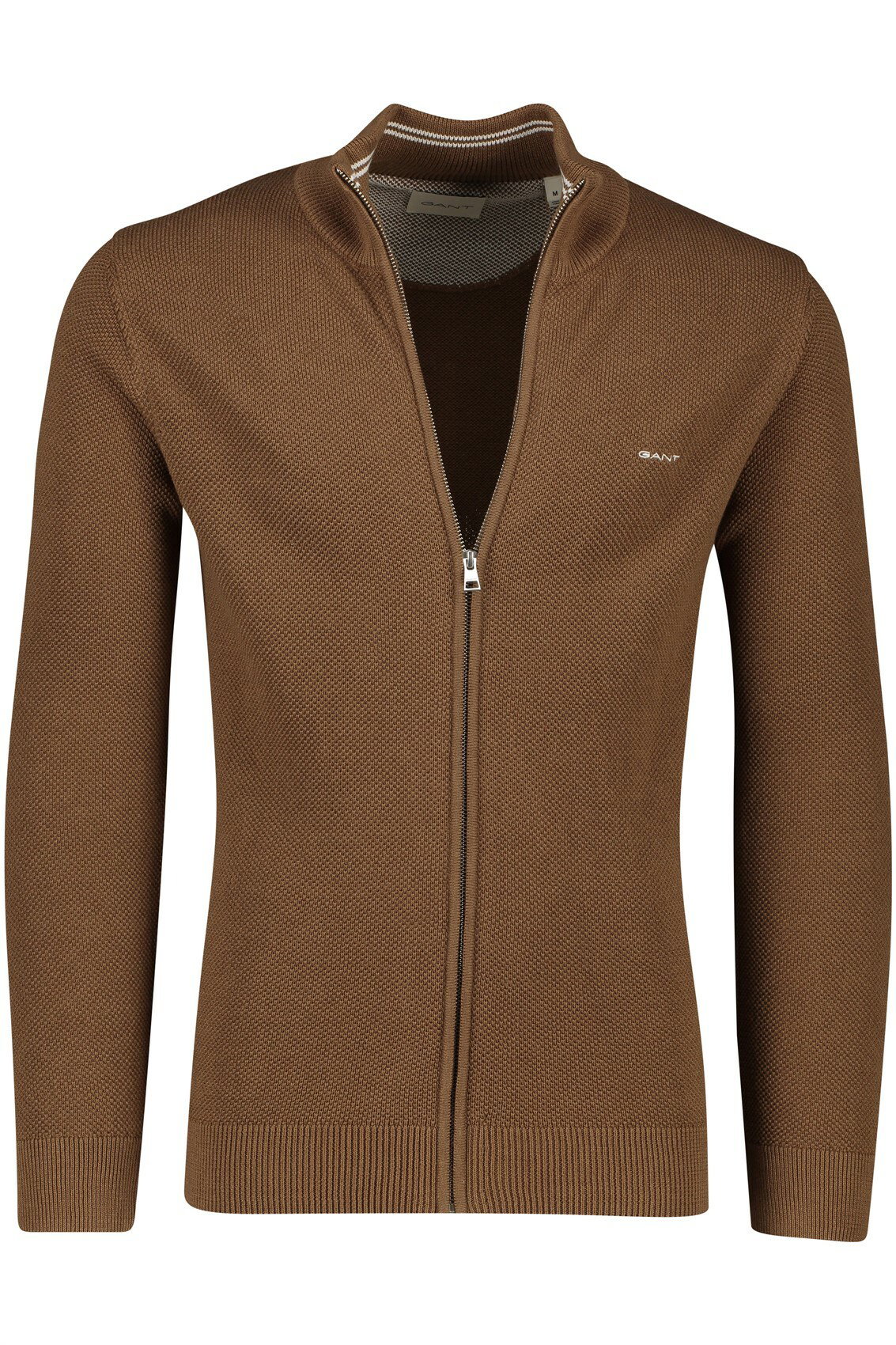 vest Gant effen bruin katoen normale fit