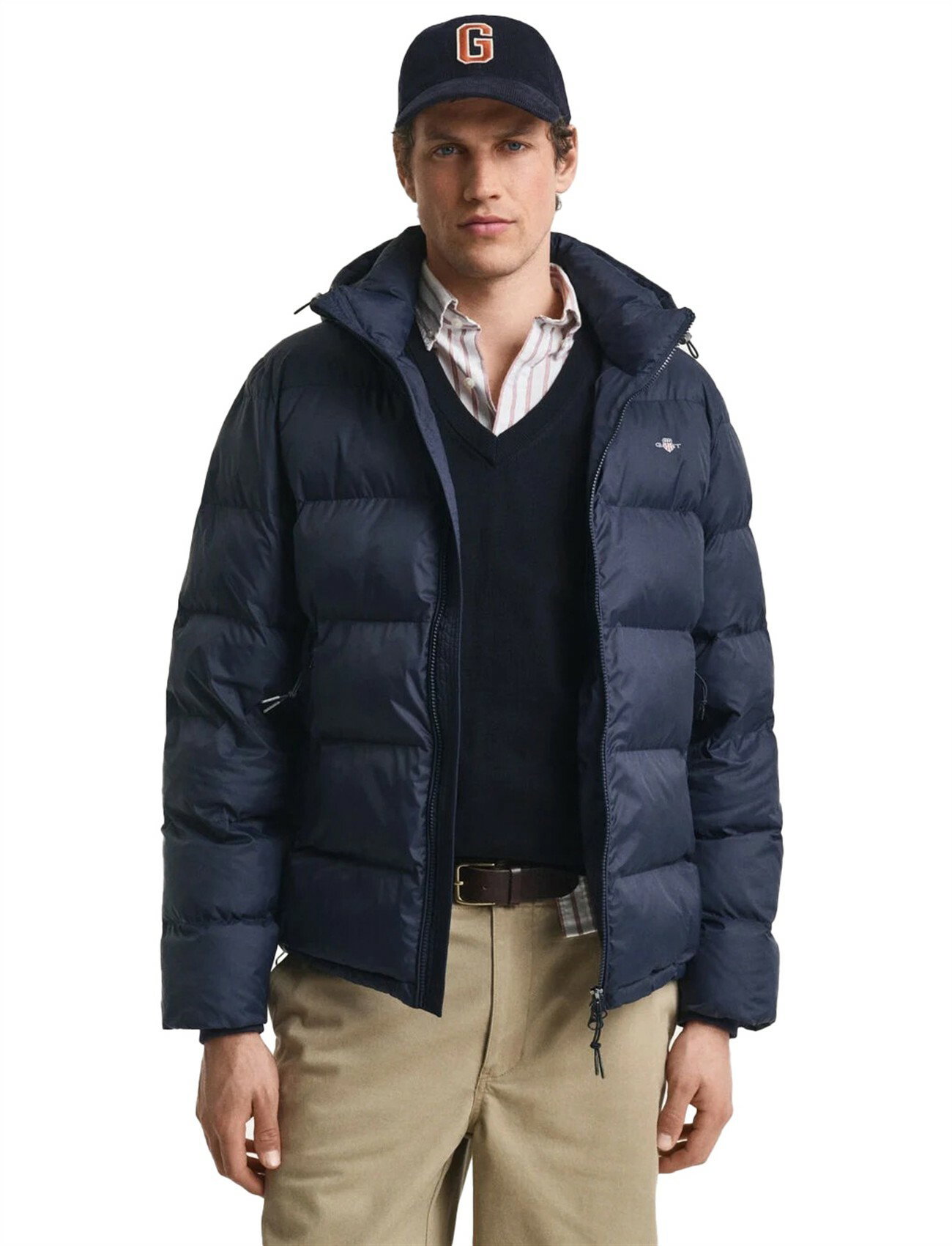 Gant effen donkerblauw winterjas waterafstotend