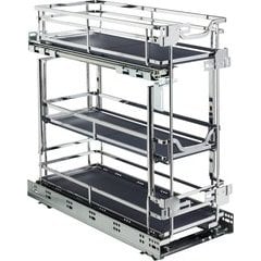 3-Tier Bottom Mounted Base Organizer for Minimum 9 Inch Opening Width, 20-1/4 Inch Height x 21-5/16 Inch Depth, Chrome