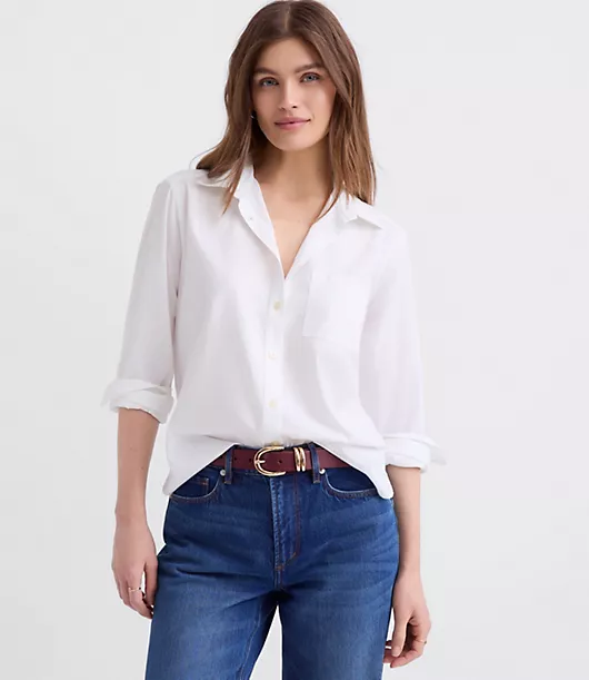 Cotton Blend Everyday Relaxed Pocket Shirt