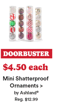 DOORBUSTER $2.50 each Mini Shatterproof Ornaments
