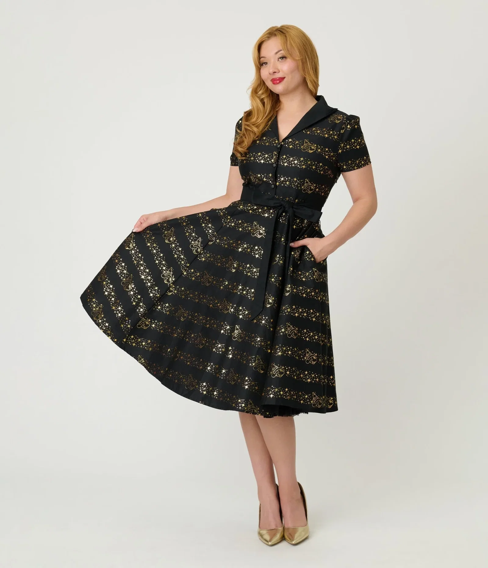Image of Disney Fantasia Collection by Unique Vintage Sorcerers Apprentice Cotton Swing Dress
