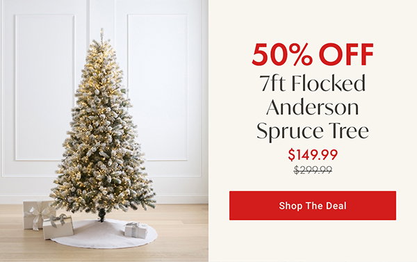 50% Off 7ft Flocked Anderson Spruce Tree | Shop the Deal >