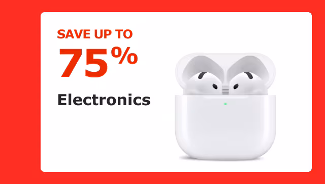 Save up to 75% on Electronics.