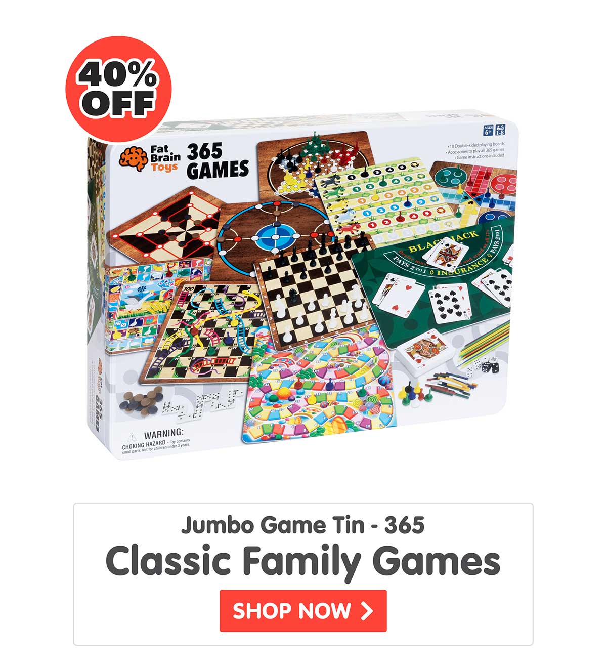 Jumbo Game Tin - 365 Classic Family Games - 40% Off! - Shop Now