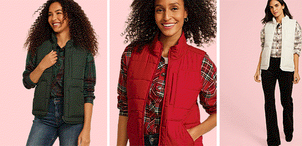 Models wearing maurices vests.