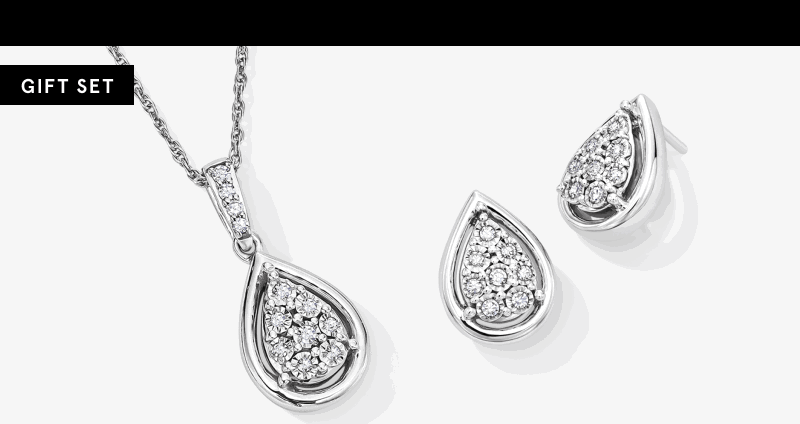 KAY Lab Grown Diamonds Multi Stone Teardrop Gift Set Sterling Silver