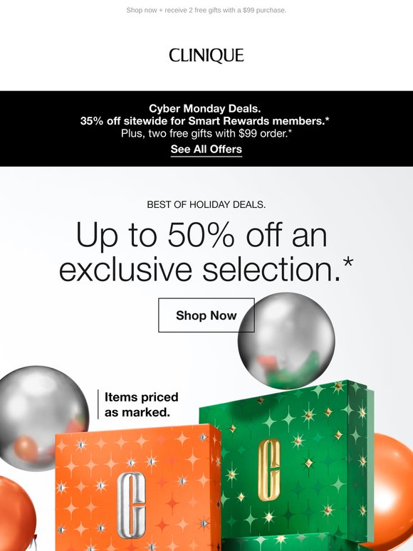 Big savings! Up to 50% off an exclusive selection. 🥳