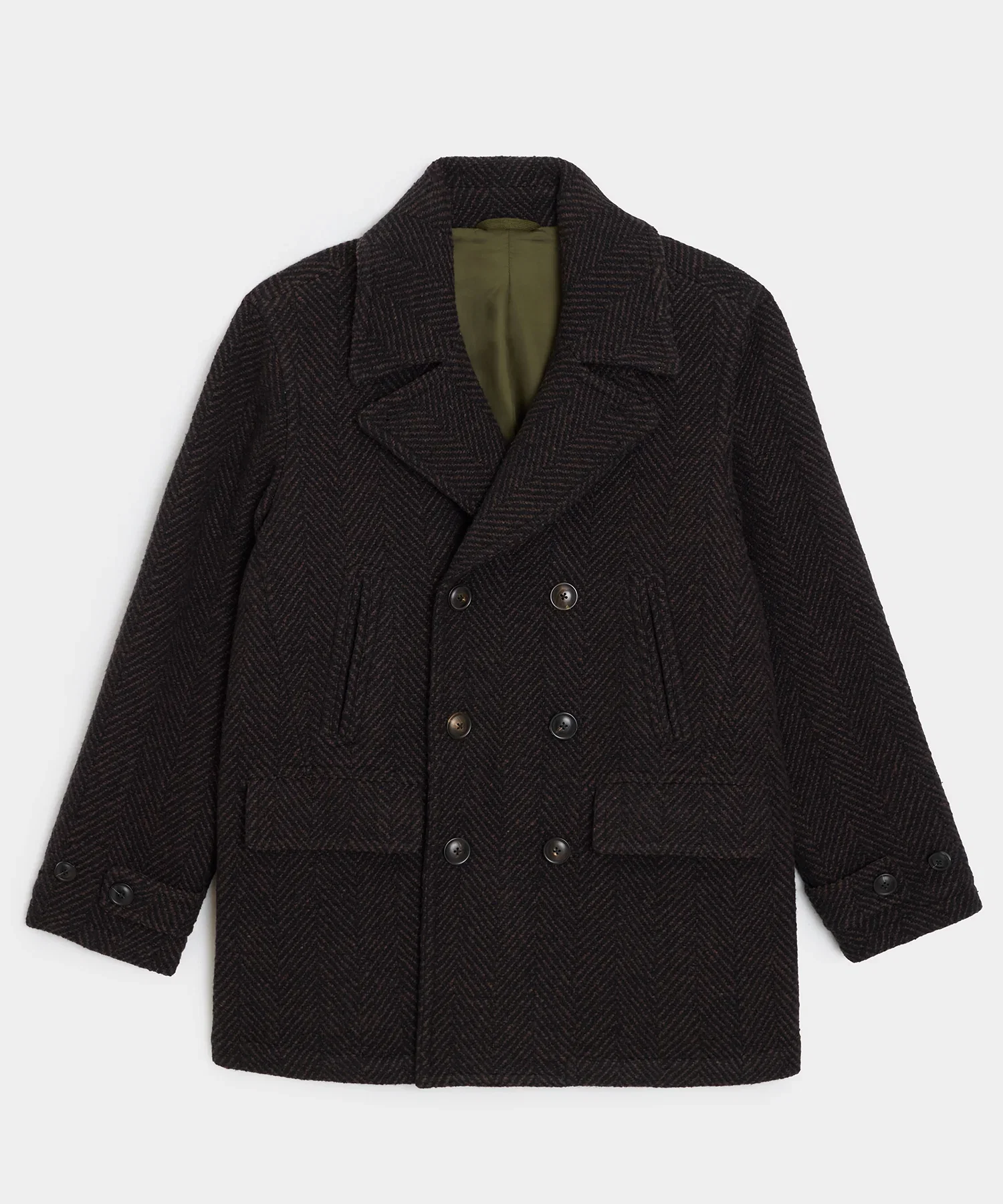 Image of Italian Wool Herringbone Peacoat