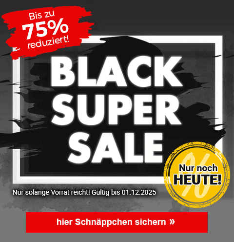 Bis zu 75% reduziert! Black Super Sale! Nur noch Heute! Nur solange Vorrat reicht! Gültig bis 01.12.2025! hier Schnäppchen sichern!