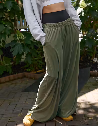 OFFLINE By Aerie Velour Rib Super Wide Leg Pant