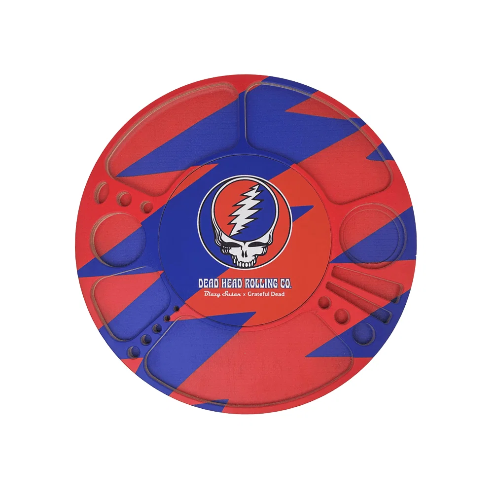 Image of Grateful Dead Spinning Rolling Tray - Red and Blue Stealie