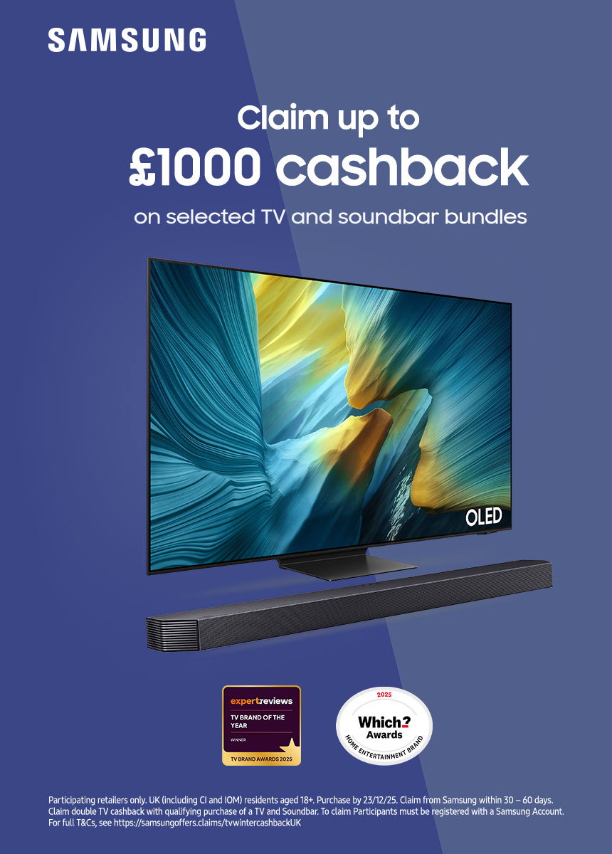 Claim upto £1000 cashback on Samsung TV and Soundbar bundles
