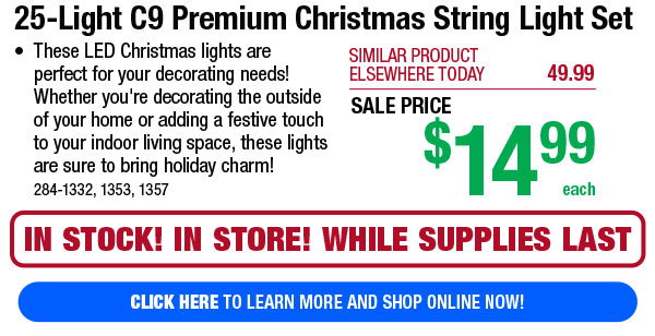 25-Light C9 Premium Christmas String Light Set - Click Here!