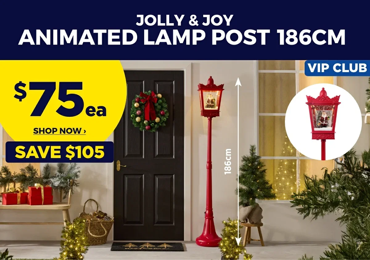 VIP $75 JOLLY & JOY Animated Lamp Post 186cm