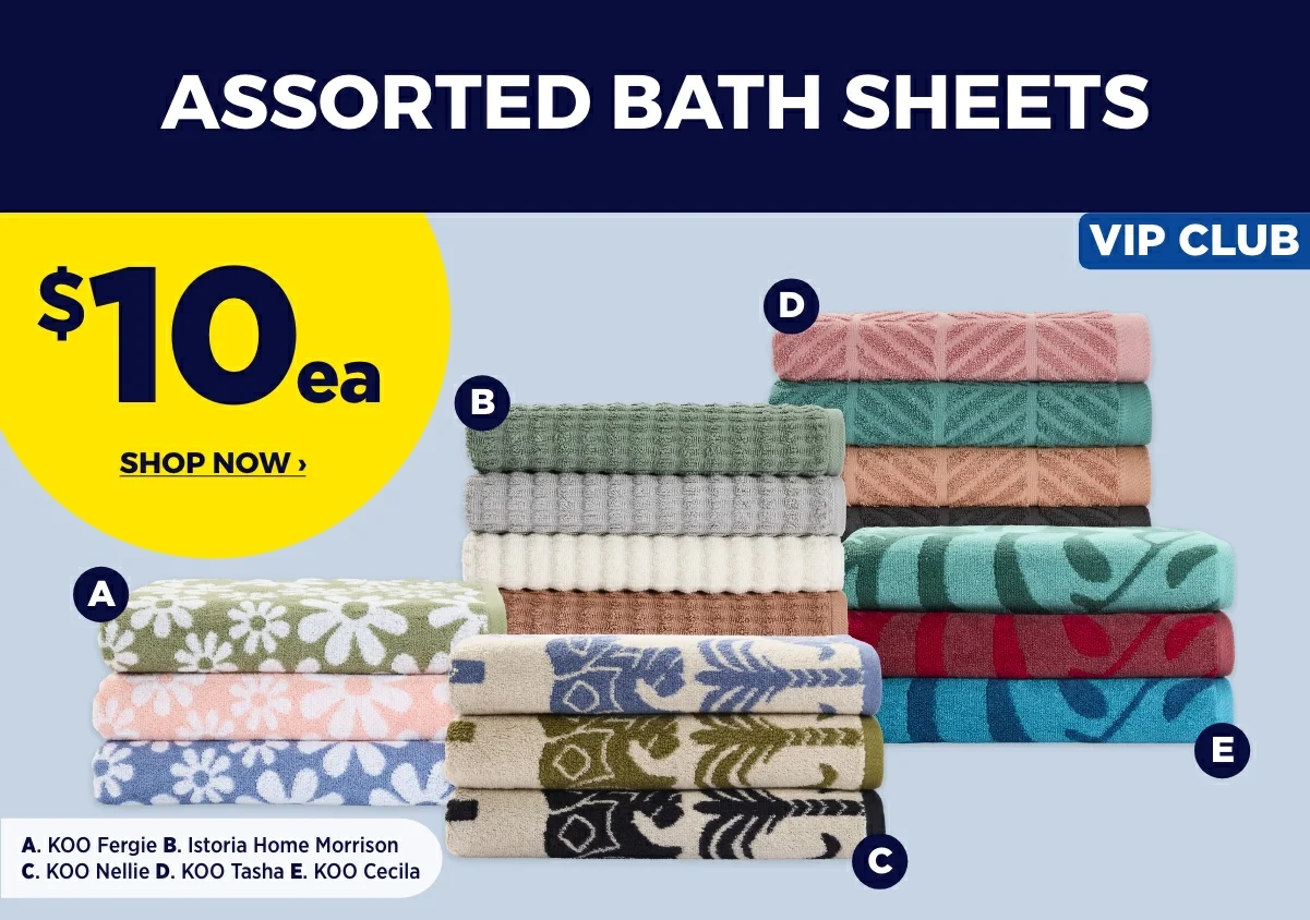 VIP $10 ASSORTED Bath Sheets
