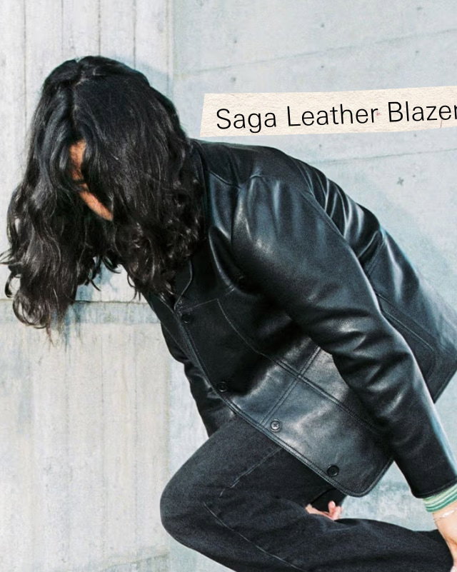 Saga Leather Blazer Black