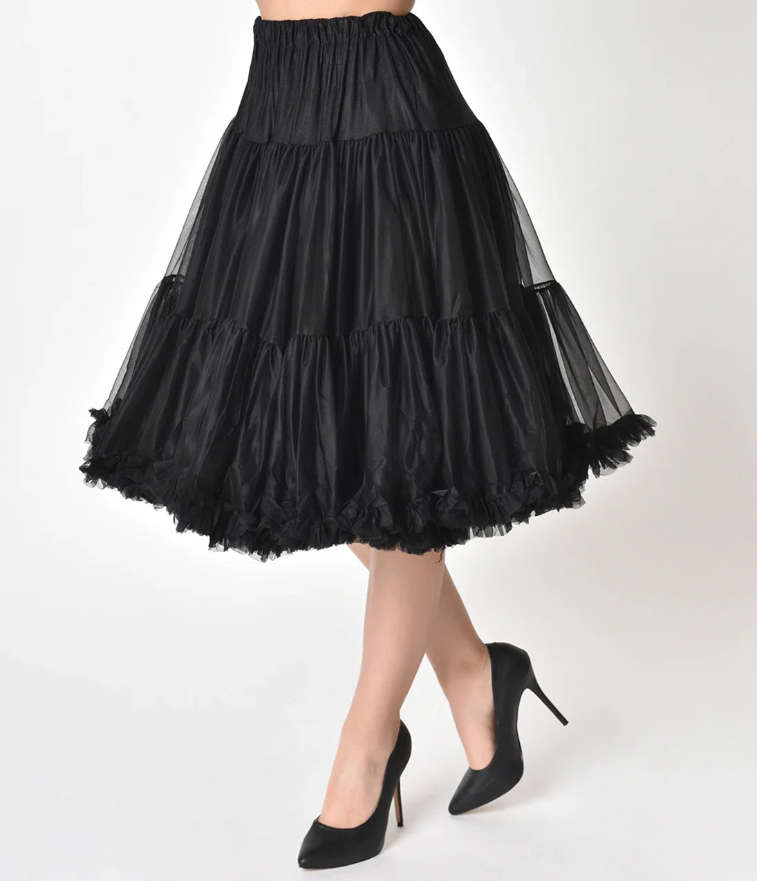 Image of Unique Vintage 1950s Style Black Ruffled Petticoat Crinoline