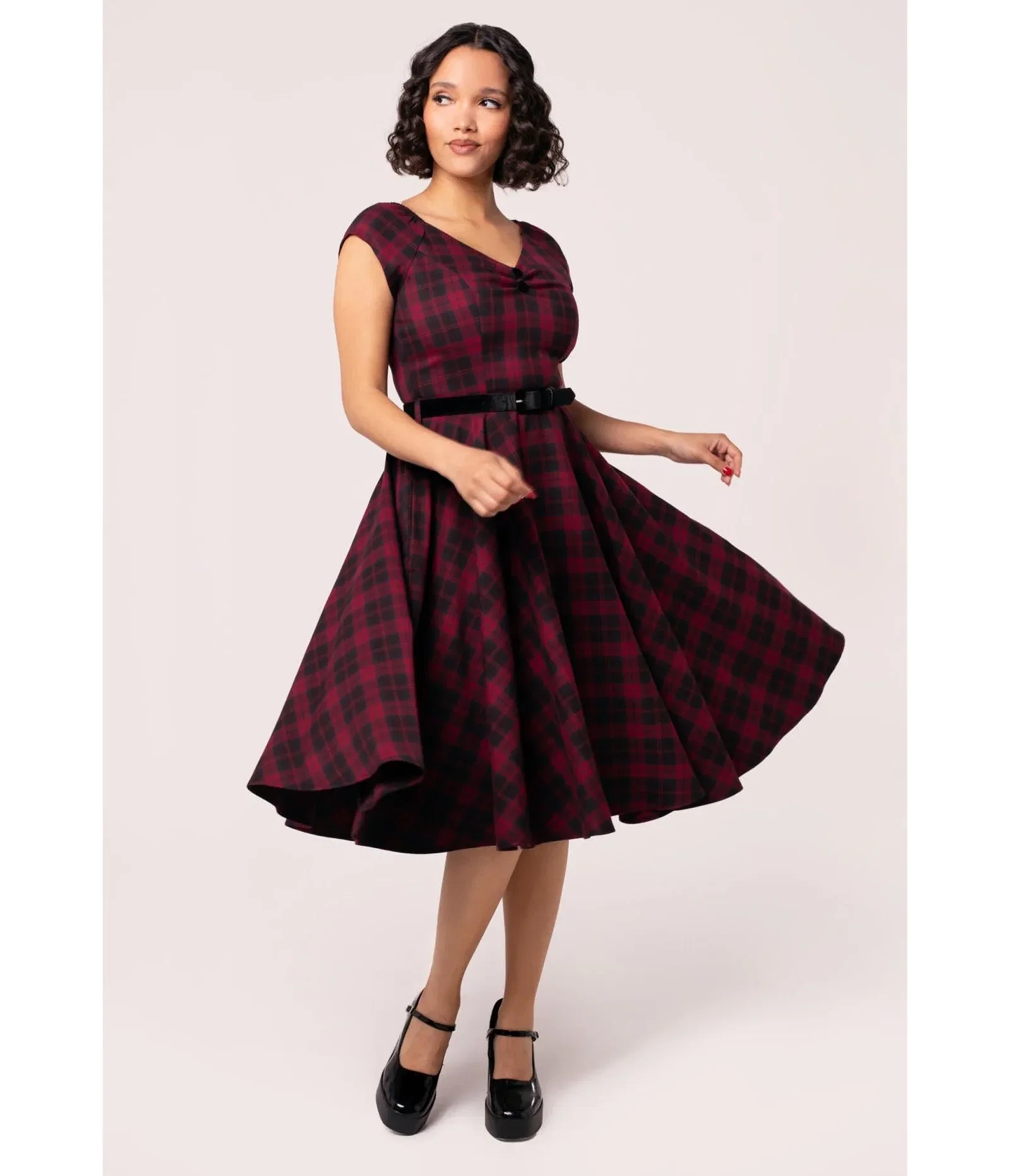 Image of Hell Bunny Red Plaid Carmina Swing Dress