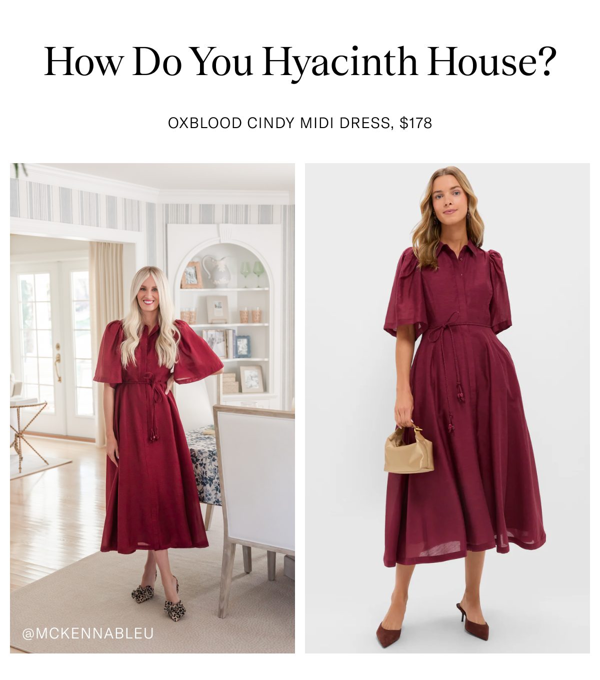 How Do You Hyacinth House? Oxblood Cindy Midi Dress, $178. 