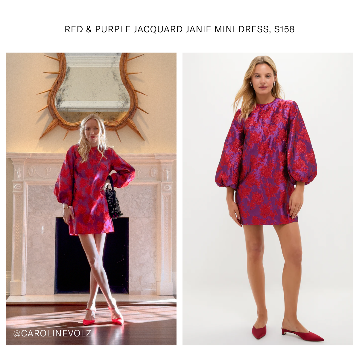 Red & Purple Jacquard Mini Dress, $158. 