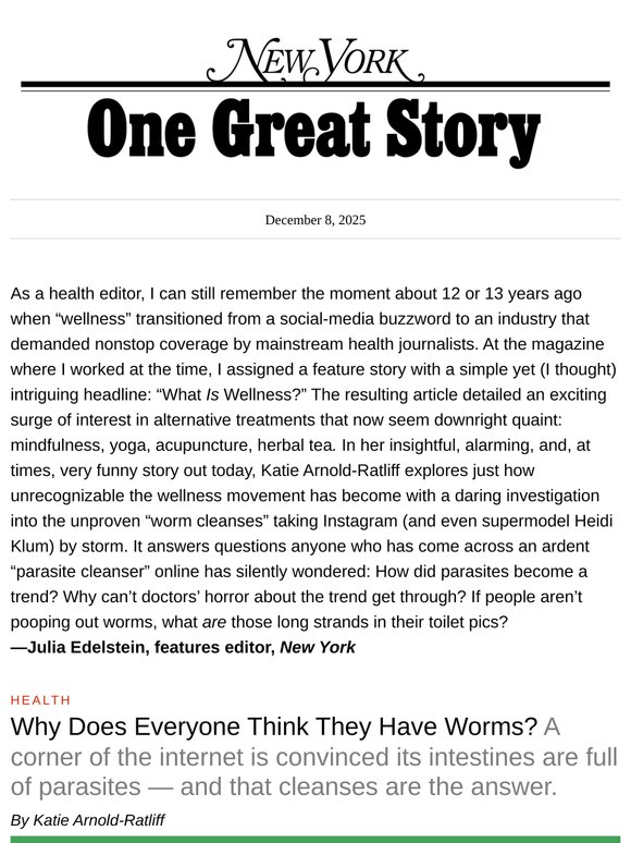 The Cut ‘Why Does Everyone Think They Have Worms?’ by