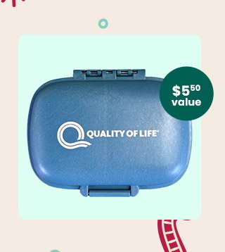 Supplement Container by Quality of Life. A $5.50 value! Code: FREECONTAINER. Get my Gift.