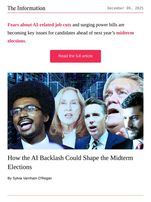 The Information: How the AI Backlash Could Shape the Midterm Elections ...