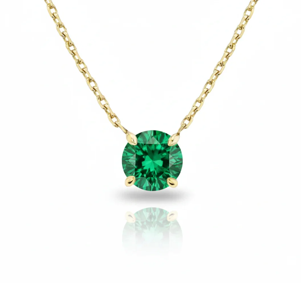 Image of Alira Solitaire Emerald Necklace